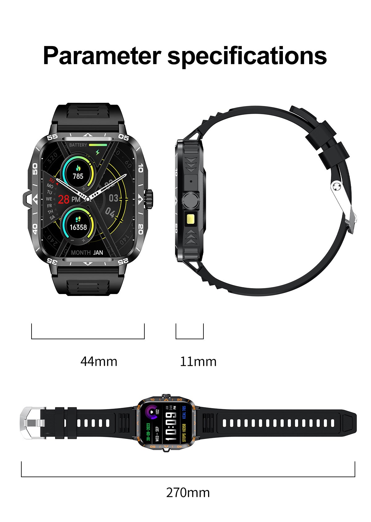 ZW59Smart Watch Bluetooth Call True Heart Rate Step Sleep Monitoring Blood Pressure Message Reminder Flashlight Sports