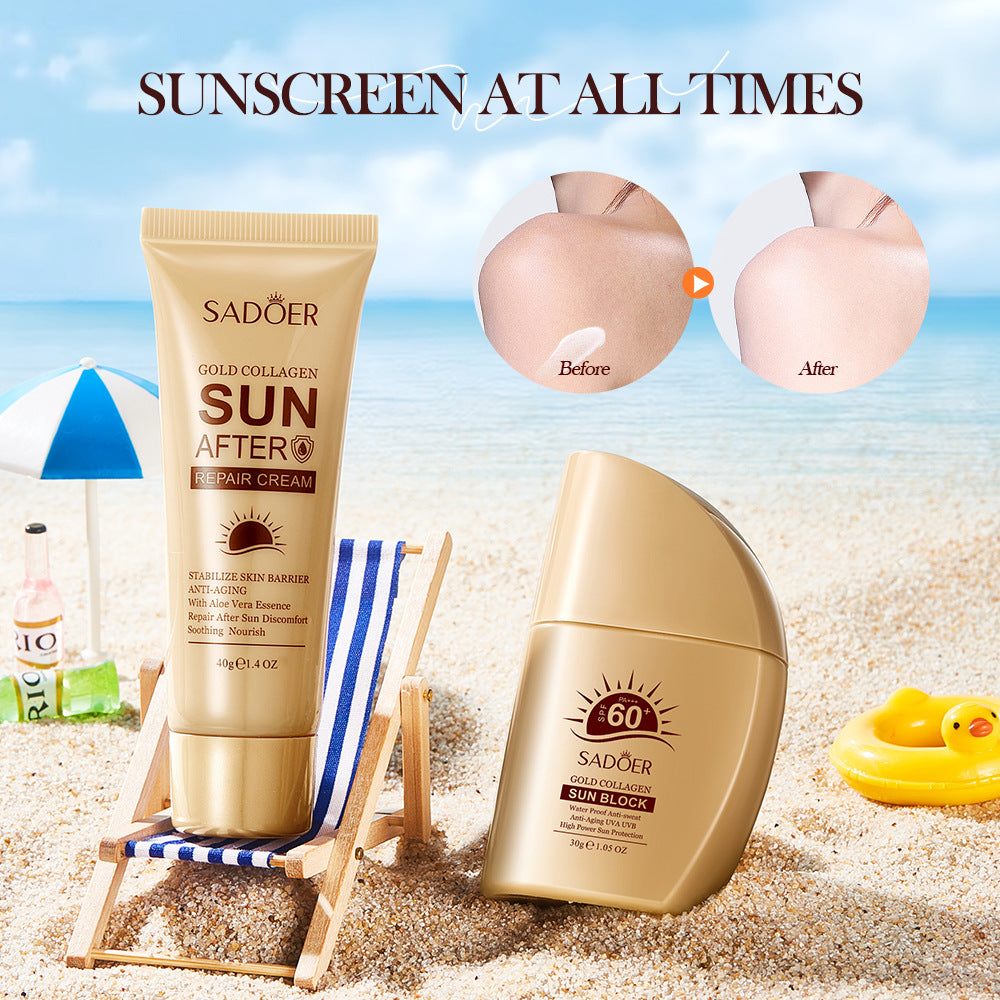 Full English Sunscreen Set SADOER Golden Collagen SPF60+Protective Suit  Wholesale