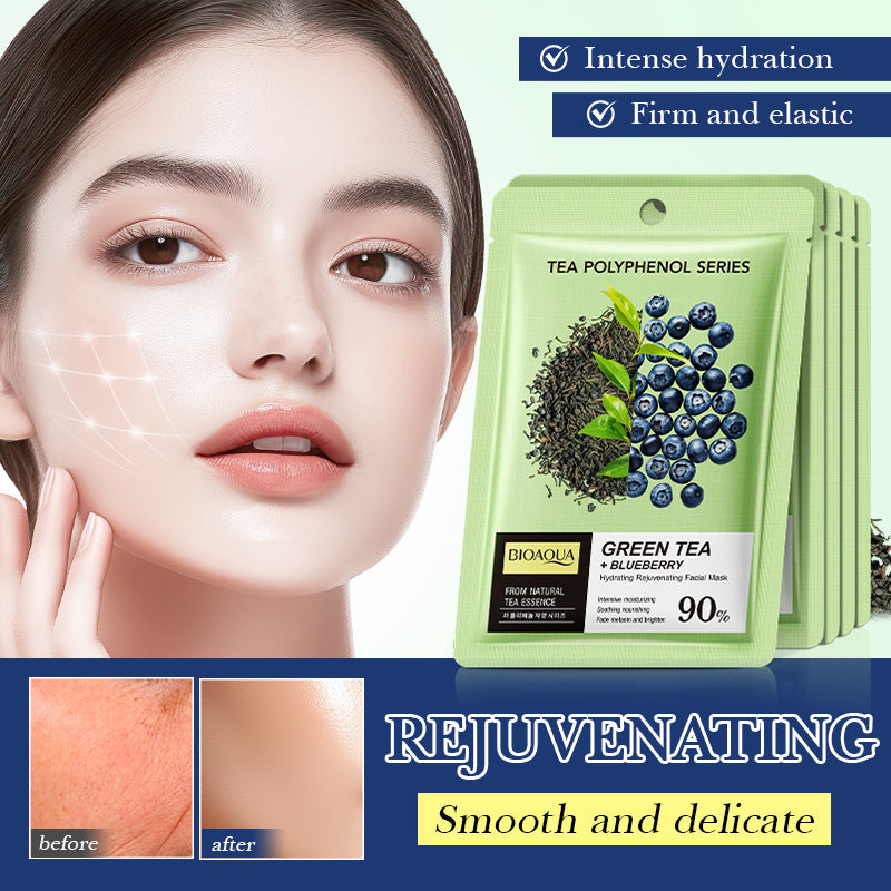 Green Tea Blueberry Rejuvenating Mask BIOAOUA Hydrating and Moisturizing Face Mask Stickers Cross-Border Wholesale