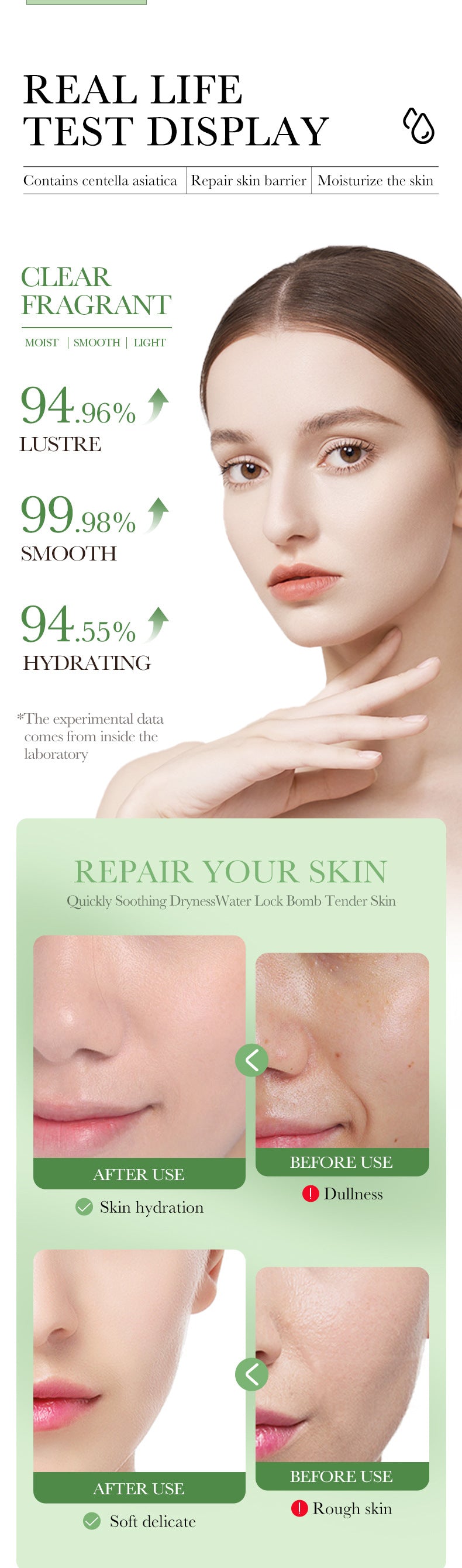 Centella Asiatica Skin Care Set in English BIOAOUA Cleansing, moisturizing and moisturizing six-piece set  foreign trade wholesale