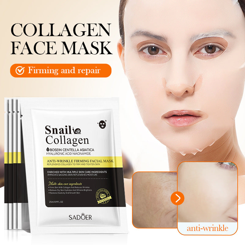 Full English Snail Face Mask SADOER Collagen anti-wrinkle firming delicate skin mask  wholesale