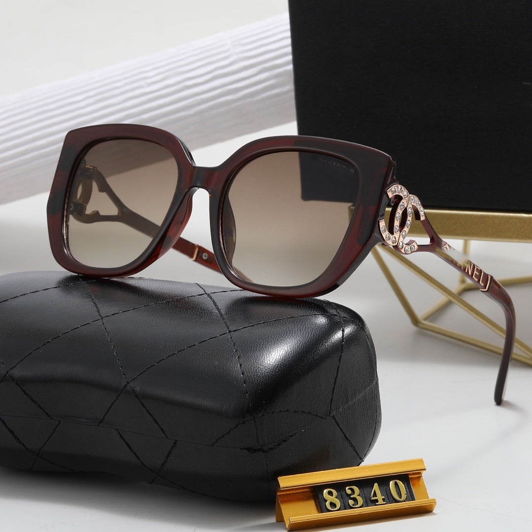 Chanel Style European and American High-End Summer Sunglasses Personality Versatile Trendy Sunglasses Driving Travel Fake Eye