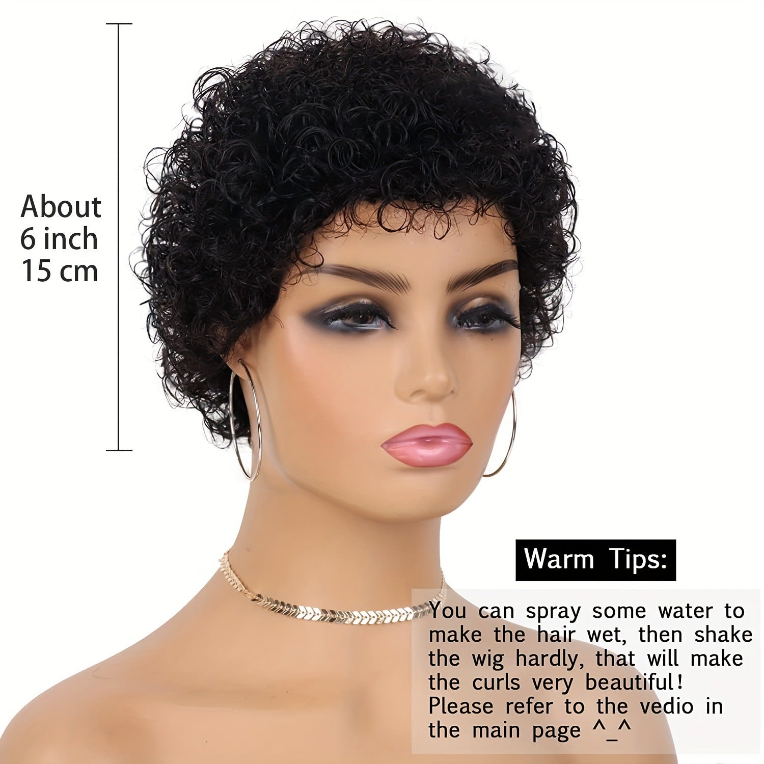 Black Women's Real Hair Wig Short Curly Wool Curl Wig