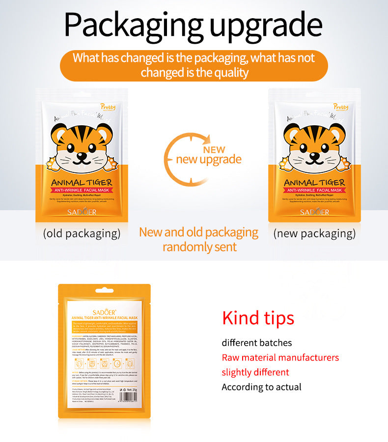 Full English Animal Pattern Mask25g SADOER Hydrating and Moisturizing Skin Care Tablets for  Wholesale