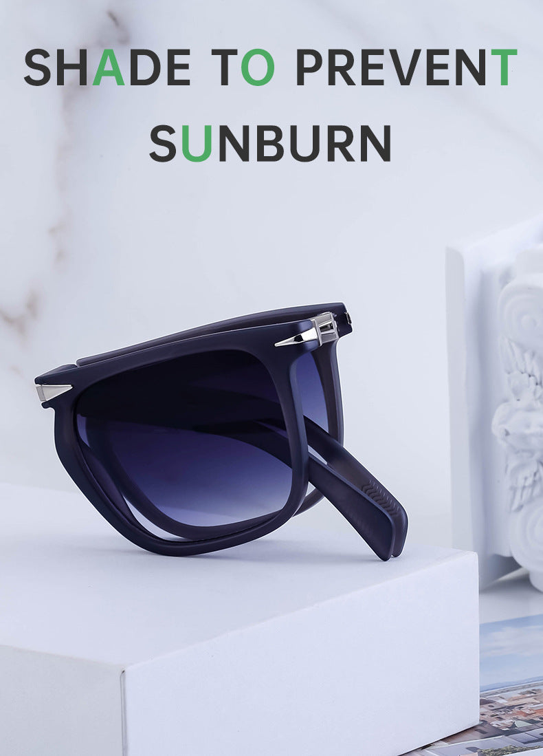 Retro Square Frame Folding Polarized Sunglasses for Men, Trendy Driving Sun Protection Glasses shades