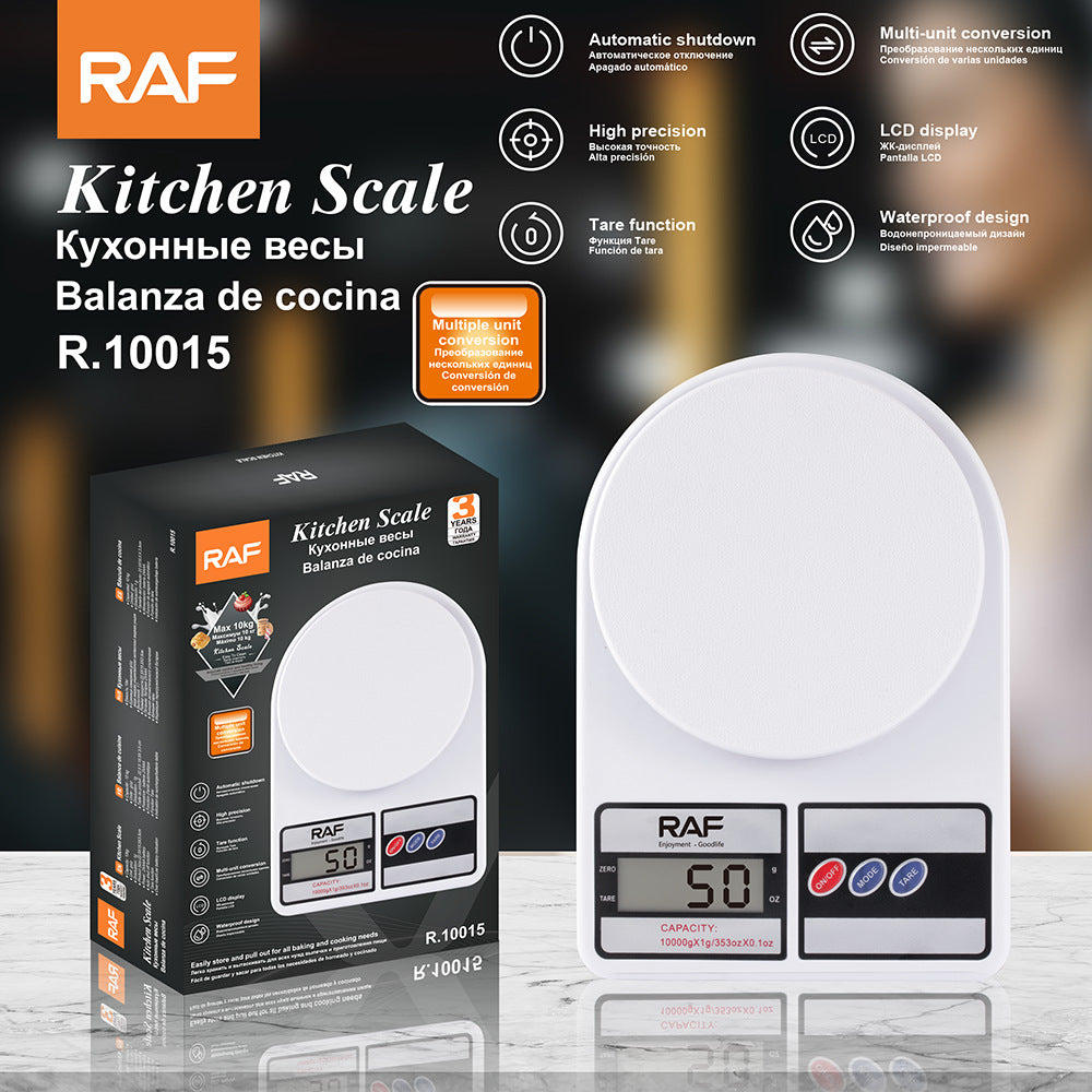 RA  Stainless Steel Kitchen Scale Household LCD Display Multi-Unit Conversion Tare Function Waterproof Auto-Off
