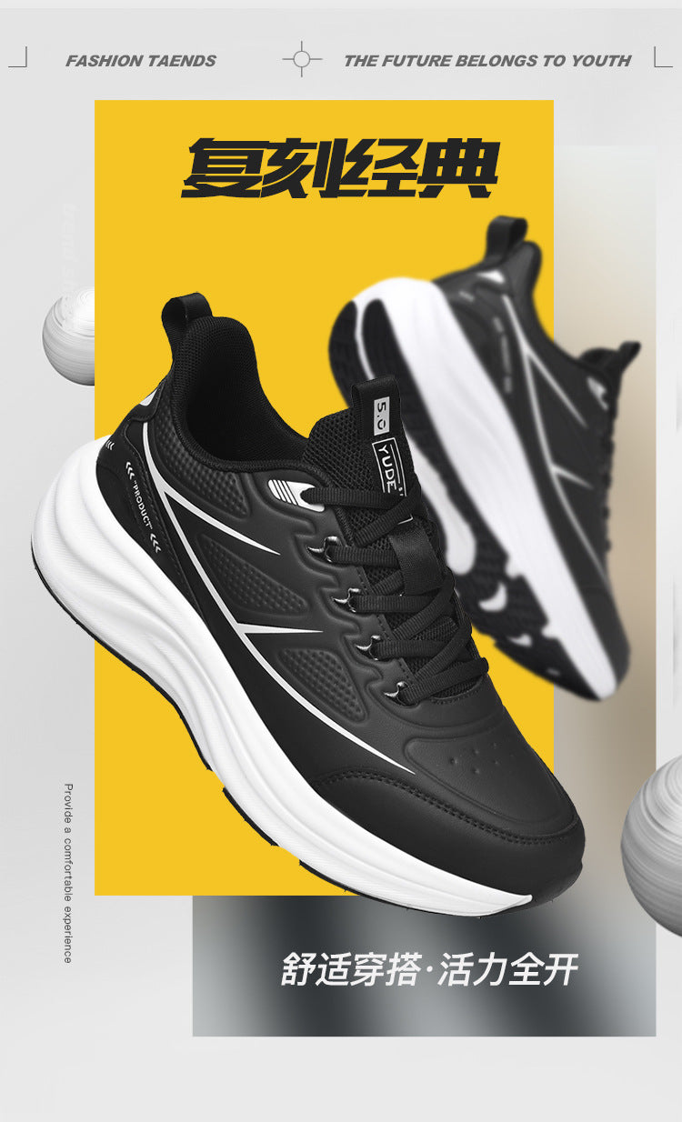 2025New Large Size Leather Waterproof Trendy Casual Men's Shoes Non-Slip Wear-Resistant Sports Shoes Shock Absorption Comfortable Running Shoes