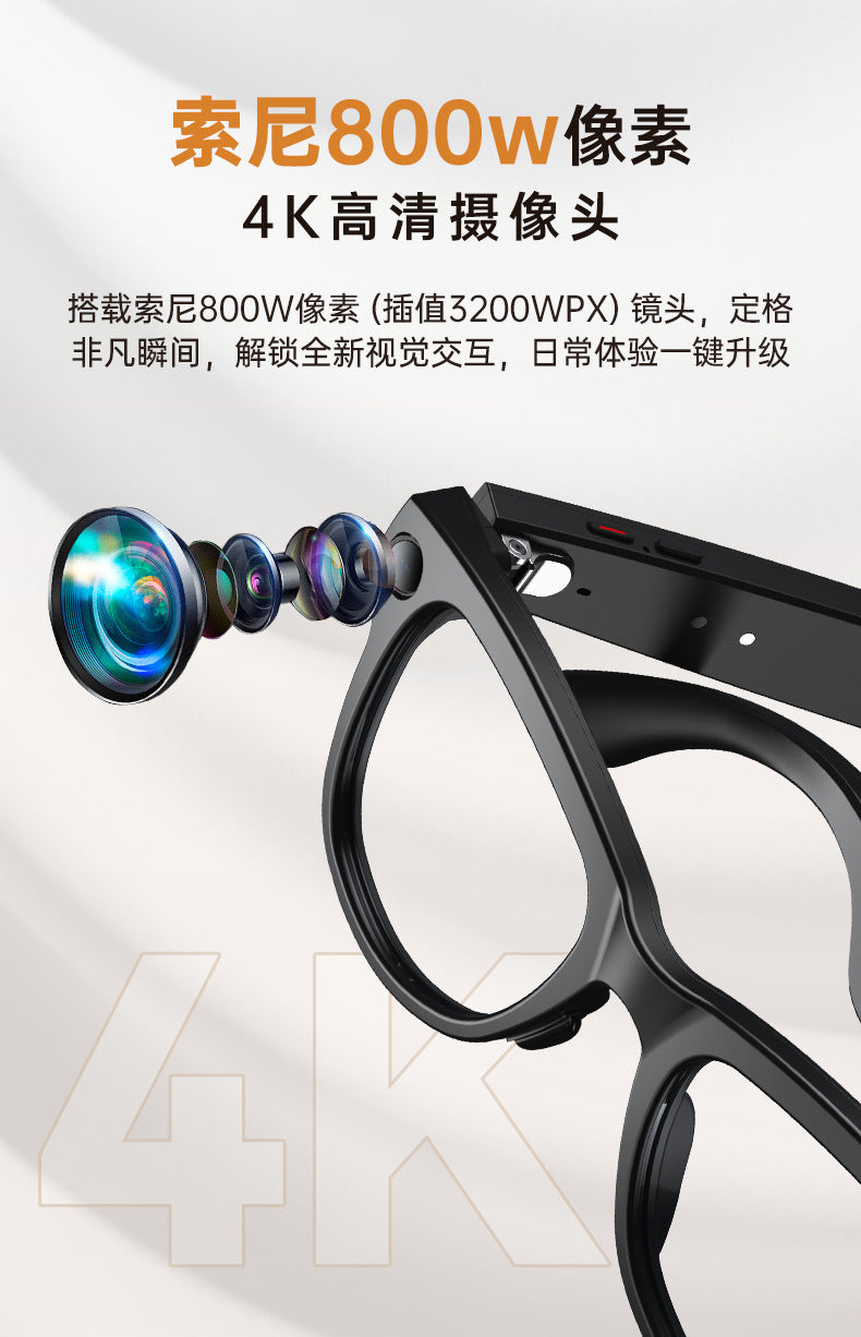 M02Smart Glasses80010000 Pixel Camera with Charging Case and Image Stabilization for Video Recording Ai Real-Time Translation32GB Memory