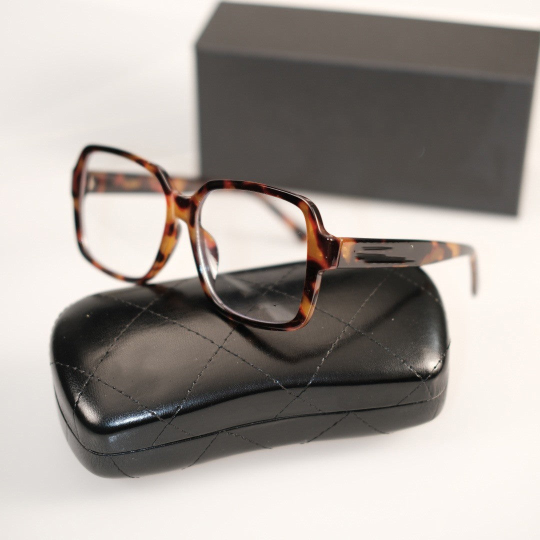 5048Internet Celebrity Style Blue Light Blocking Glasses Small Fragrance Style Large Frame Non-Prescription Glasses Personality Fashion Unisex Bare Face Glasses Frame