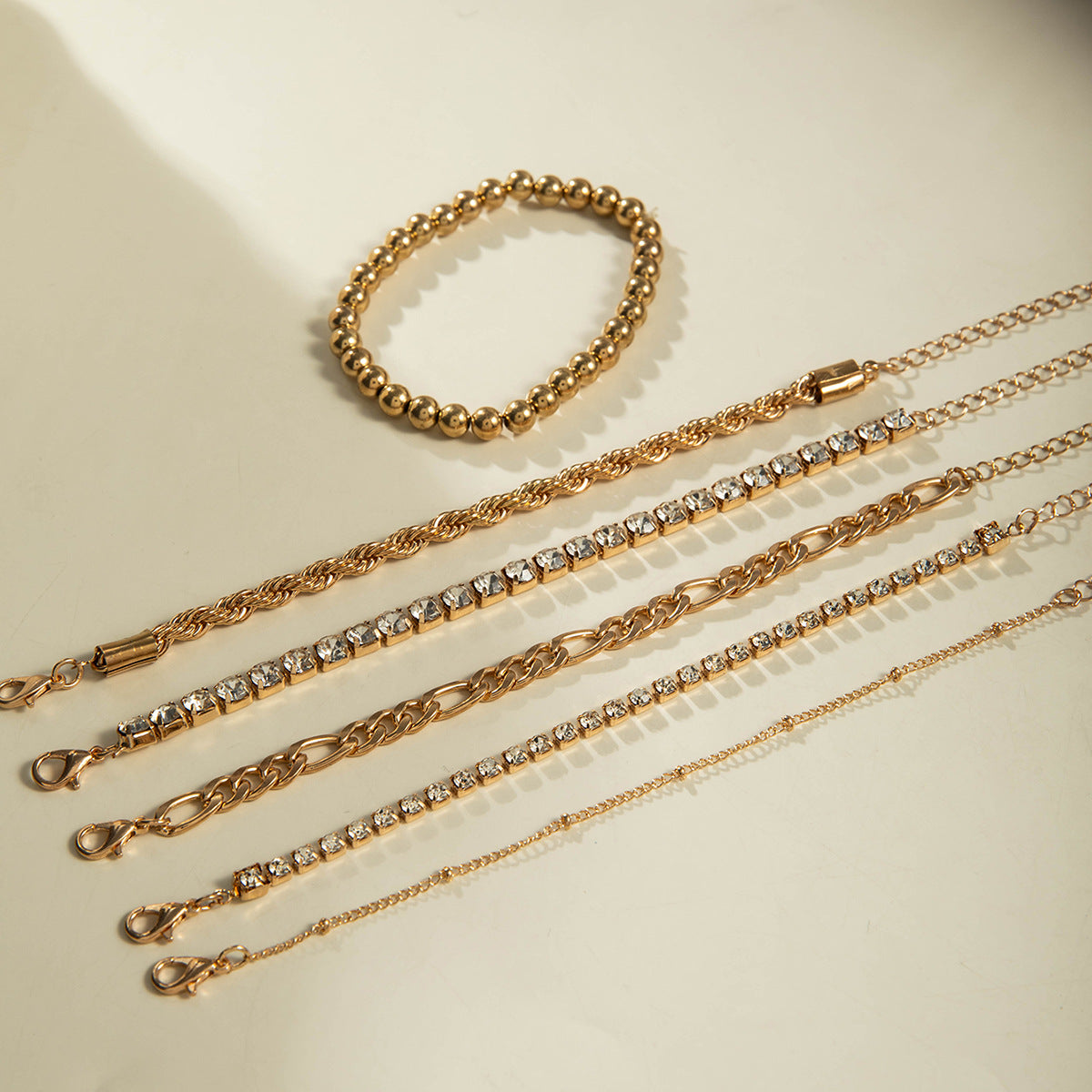 Fashionable Versatile Bracelet with Rhinestones and Imitation Pearl Set Ornament Wholesale Bracelets