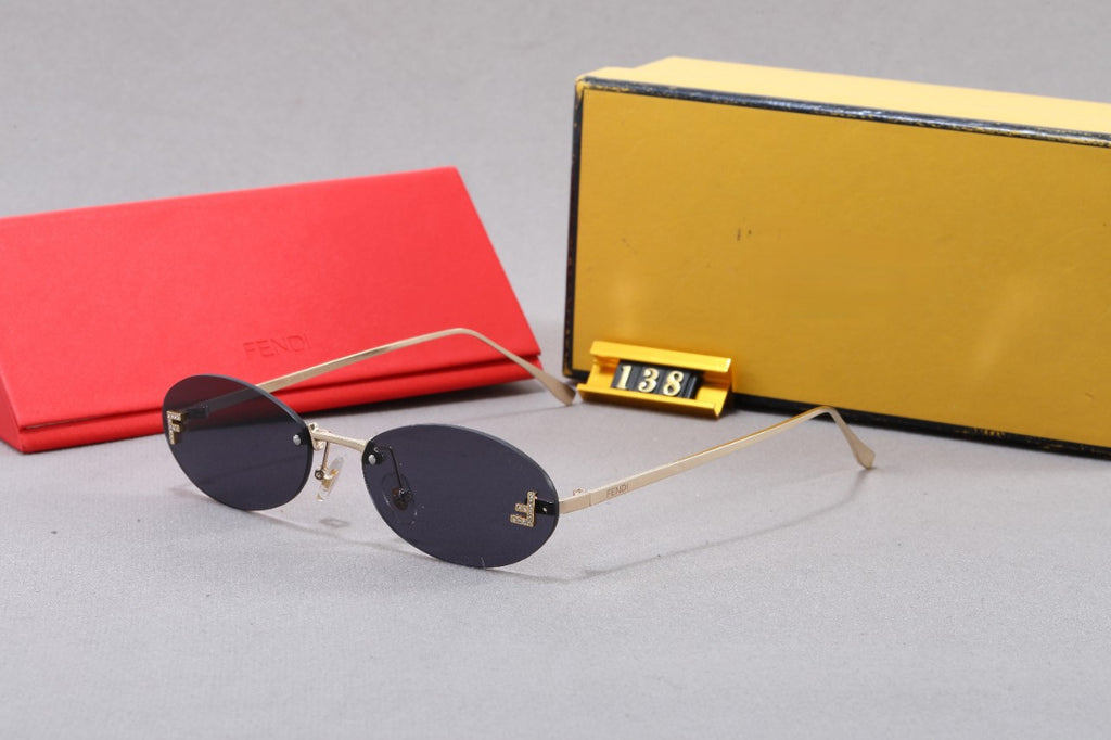 24European and American Frameless Letter Sunglasses Small Red Book Oval Sunglasses with Diamond Inlaid Metal Frame UV400