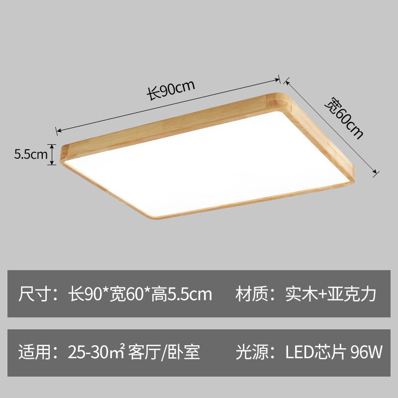Log LED Ceiling Light Simple Modern Living Room Master Bedroom Dining Room Study Balcony Elegant Solid Wood Japanese Style Lighting