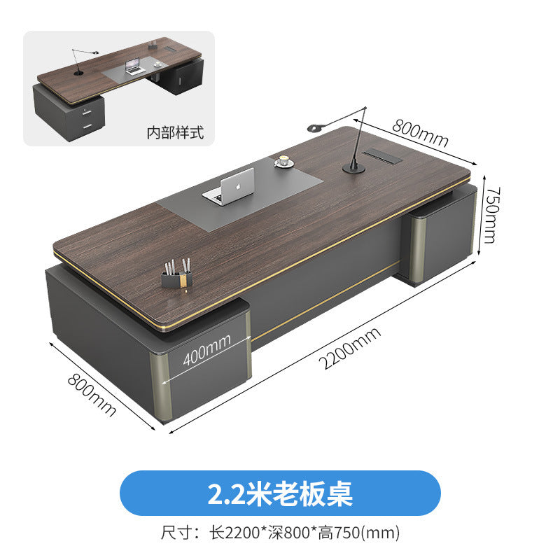 Elegant Office Desk Boss Desk Simple Modern Double Cabinet Mobile Cabinet Office Manager President Office Desk and Chair Set