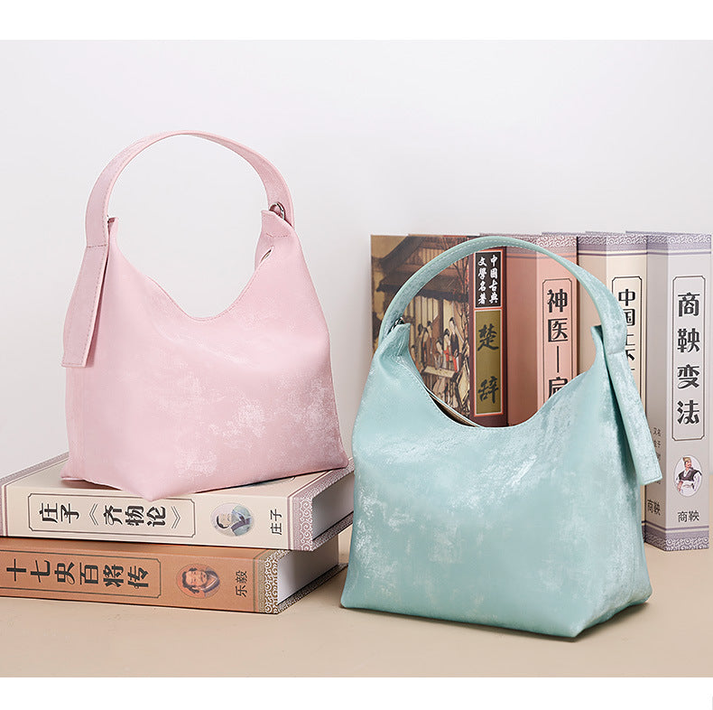 New Chinese Style National Style Satin Lunch Box Bag Niche Satin Gradient Handbag Crossbody Bag Versatile Women's Bag