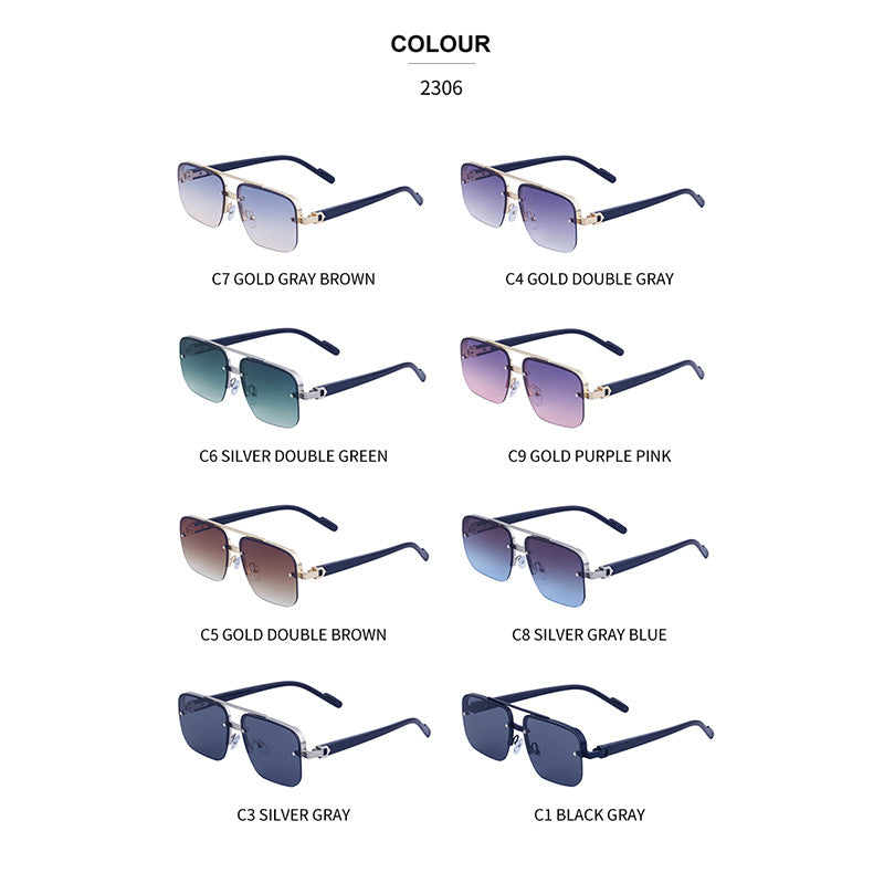 2025New Fashion Half-Frame Cut Edge Sunglasses for Women, High-End Driving Sunglasses for Men, Wholesale Glasses