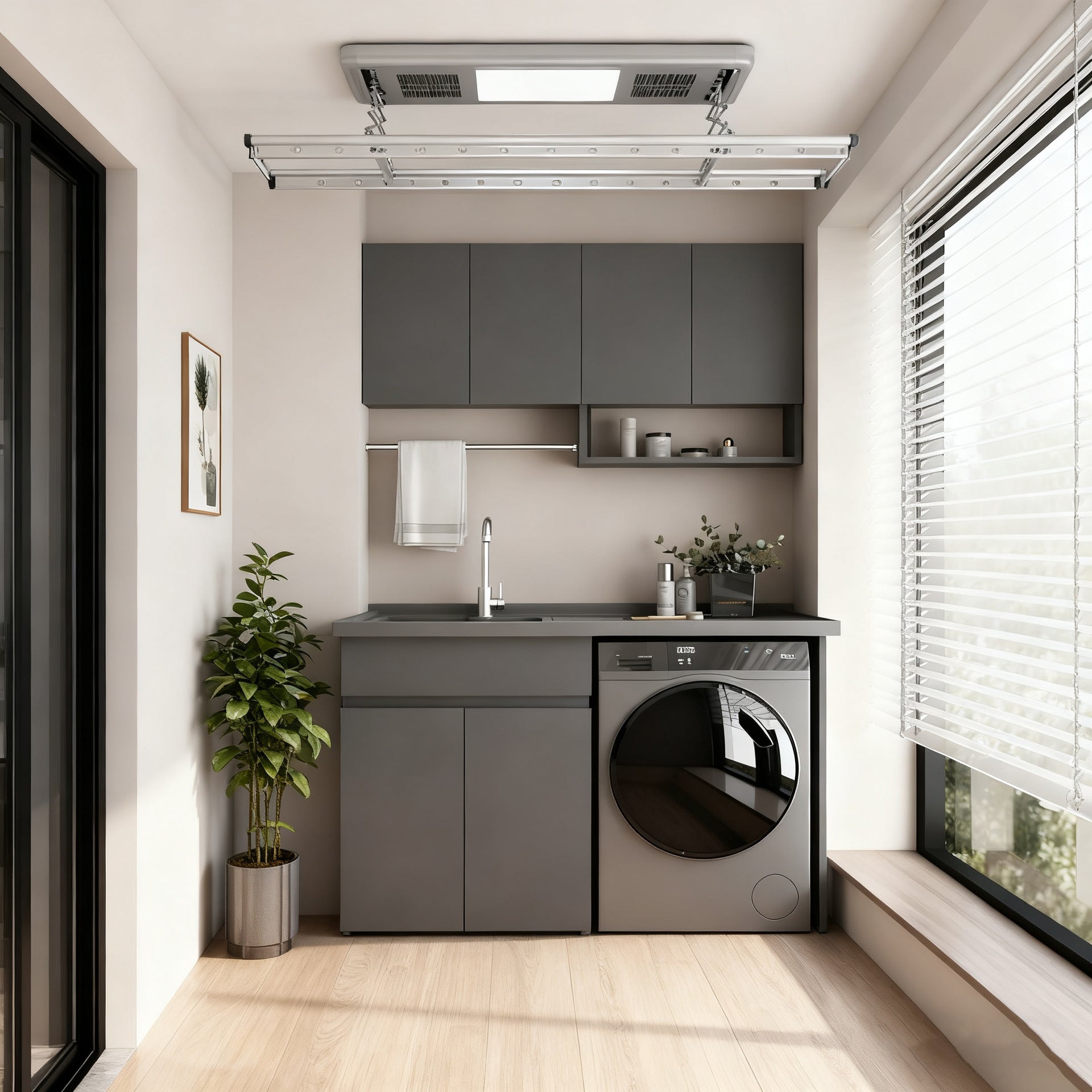 Custom Honeycomb Aluminum Balcony Laundry Combo Integrated Counter Basin Laundry Sink with Washboard Bathroom Corner Cutting Factory Direct