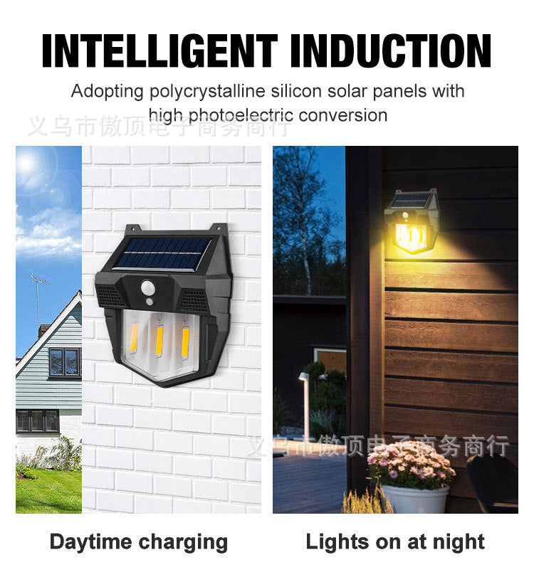New Solar Light Outdoor Garden Light Human Body Sensing Tungsten Wall Light Garden Villa Street Light Waterproof