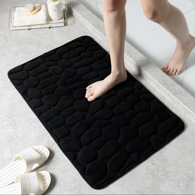 Bathroom Floor Mat Pebble Embossed Entrance Door Mat Absorbent Foot Mat Toilet Quick-Dry Non-Slip Rug