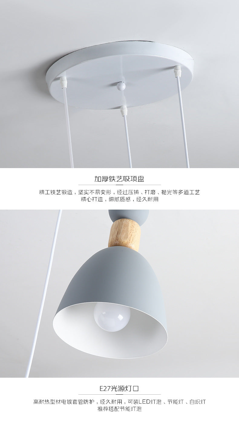 Nordic Restaurant Pendant Light Three-Head Bar Dining Room Table Lamp Creative Personality Bedroom Lamp Modern Minimalist Lighting Fixture