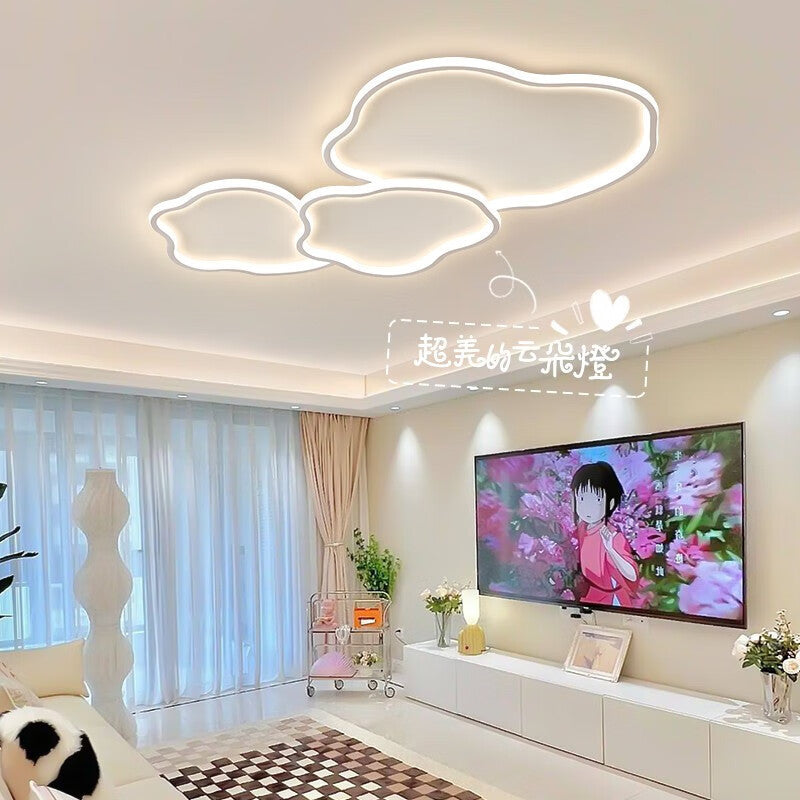 Cream Ceiling Light Minimalist Style Master Bedroom Light Cloud Hall Living Room Eye Protection Simple Room Light Full Spectrum Smart