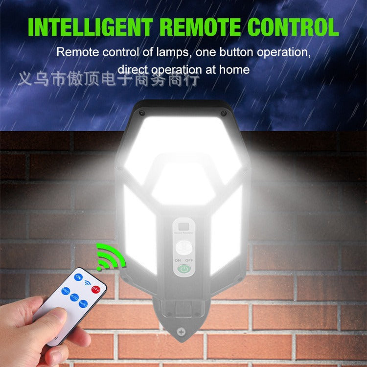 New Solar Wall Light Outdoor Human Body Sensing Street Light Waterproof Garden LED Garden Landscape Light Remote Control