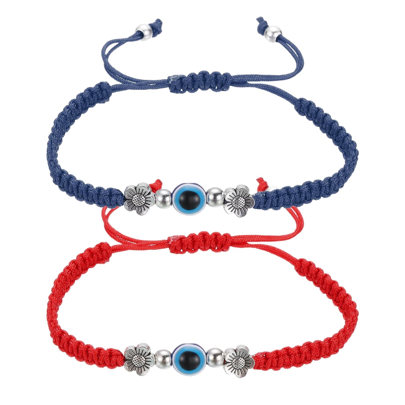 Blue Eyes Braided Bracelet Flower Adjustable Pull Bracelet Handmade Winding Evil Eye Braided Bracelet