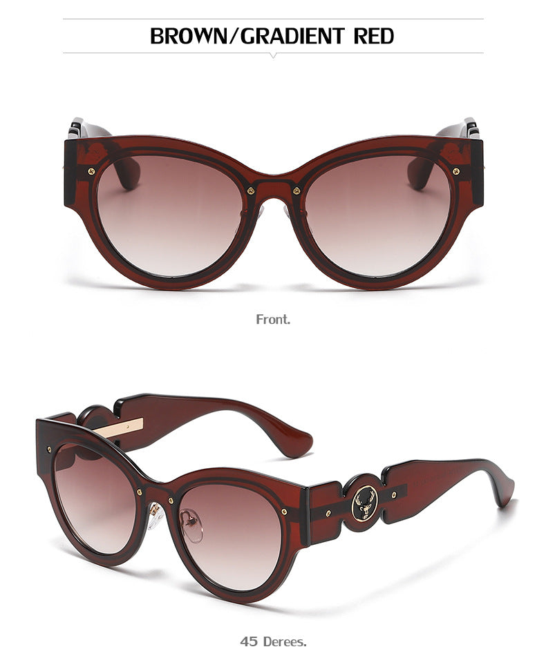 European and American Style Cat Eye Sunglasses for Women with High-end Feel ins Steampunk Frameless Sunglasses for Women Wholesale