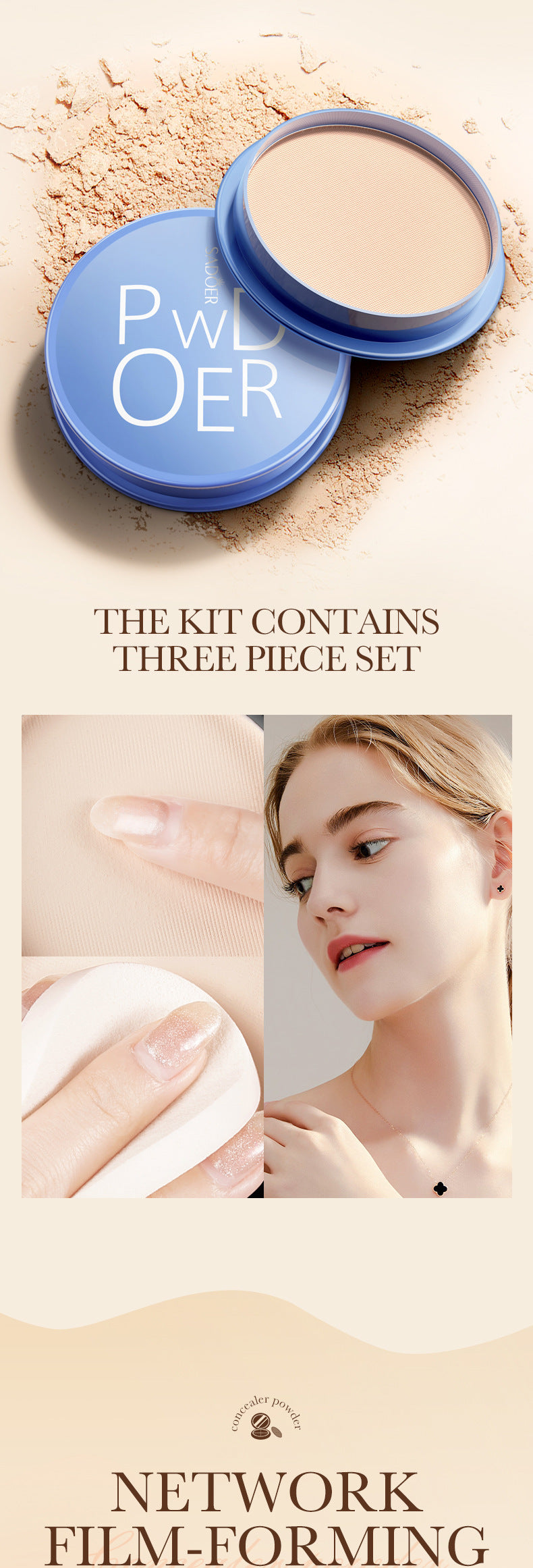 Full English Makeup SADOER Velvet Flawless Powder Brightening Skin Tone Lightweight Contour Concealer Cushion  Wholesale