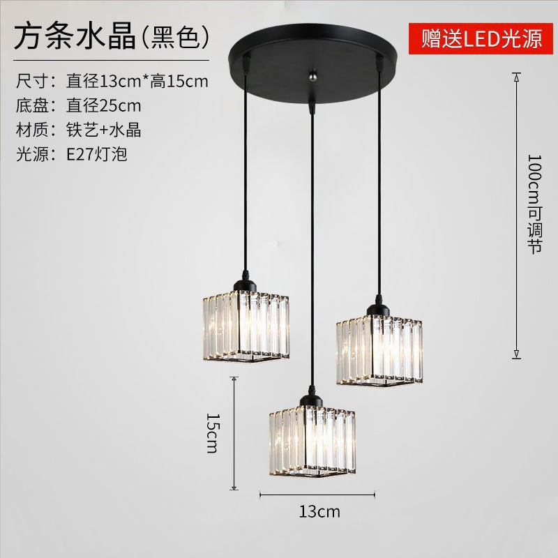 Export Simple Restaurant Crystal Pendant Light Single Head3Headboard Pendant Light Dining Table Bar Crystal Pendant Light Wholesale