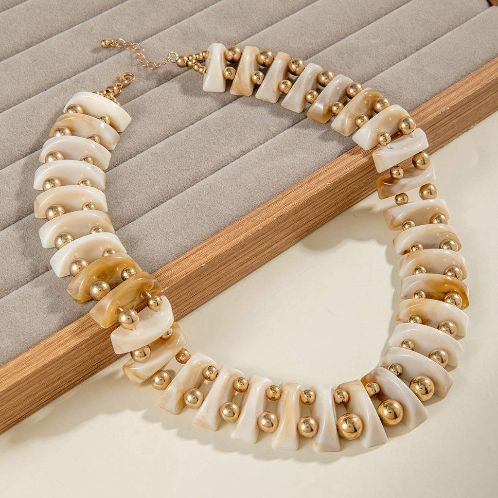 European and American Fashion Trend Exaggerated Necklace Geometric personalized handmade beaded Bohemian style necklace