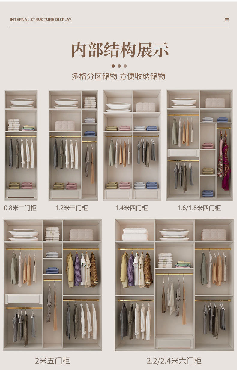 Solid Wood Multi-layer Board and European Pine Board Wardrobe Customization for Home Bedroom Cloakroom One Door to Ceiling Full House Custom Wardrobe