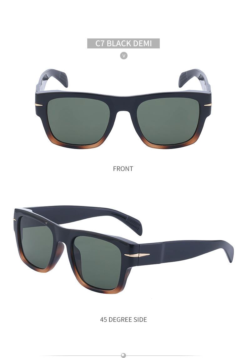 David's Retro Sunglasses for Men, European and American Style, Fashionable Trendy Square Frame Sunglasses, High-End Full Frame Glasses for Men