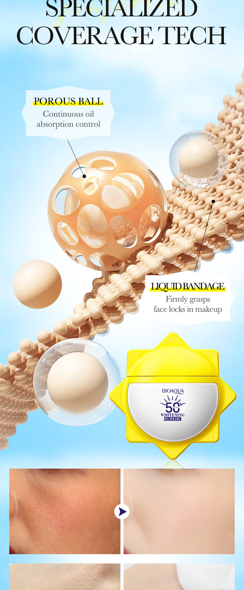 Whitening Sunscreen40gBIOAOUA Improve Isolation UV Protection Sunscreen Lotion Cross-Border Wholesale