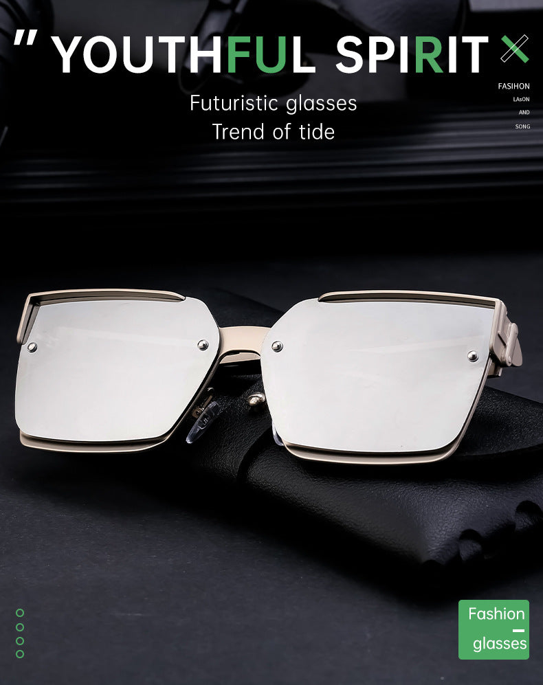 European and American Retro Punk Style Square Frame Sunglasses for Women Outdoor Sunshade Sunglasses for Men High-end Glasses Wholesale