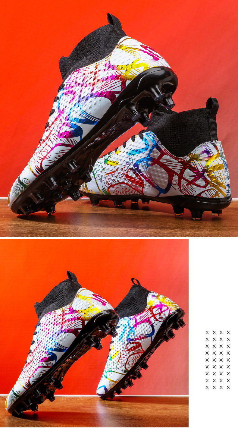 Youth Football Shoes Men and Women Long Spikes Adult Professional Sports Training Shoes Artificial Grass Non-Slip Wear-Resistant Competition Shoes