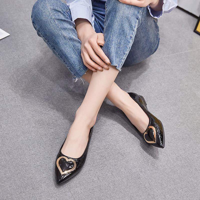 Women's Non-Slip Flat Shallow Mouth Single Shoes2025Spring and Autumn New Style Chunky Heel Pointed Toe Slip-On Women's Soft Sole Shoes