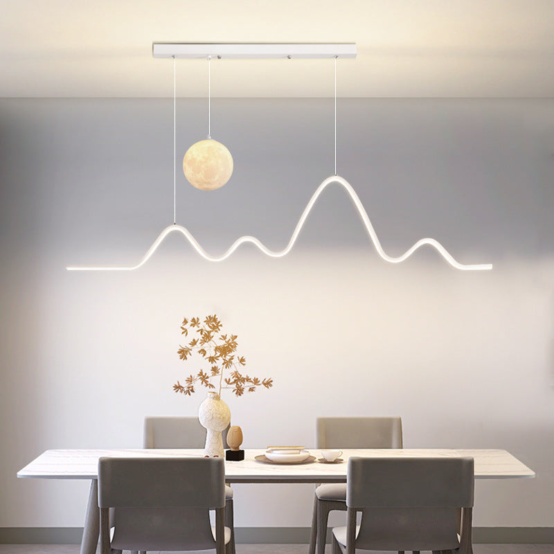 Restaurant Chandelier Light Luxury Dining Room Dining Table Bar Modern Minimalist Moon Lamp Minimalist Long Strip Guangdong Zhongshan Factory