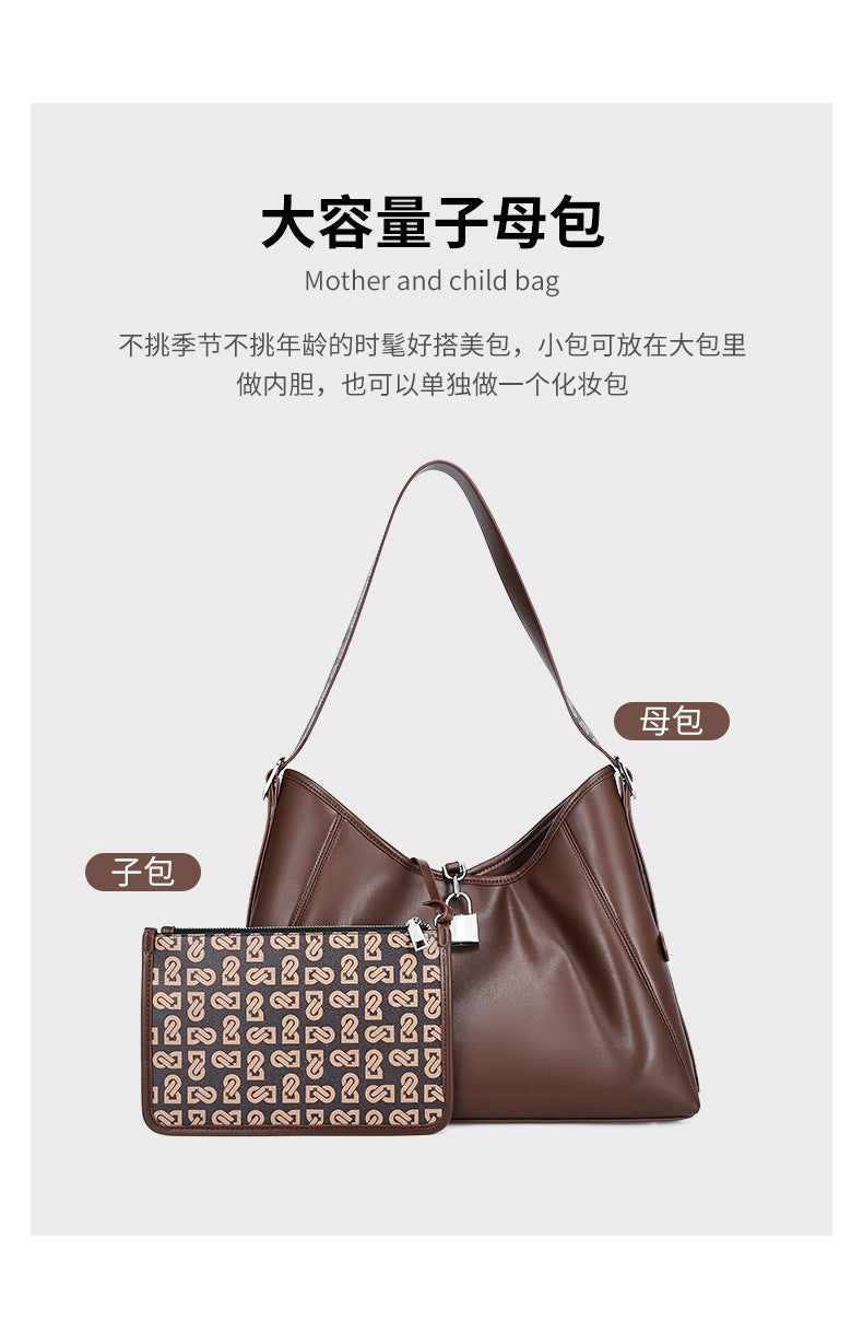 High-End Melad Crossbody Bag New Commuter Retro Tote Bag Large Capacity Versatile Single Shoulder Women's Bag Mother Bag