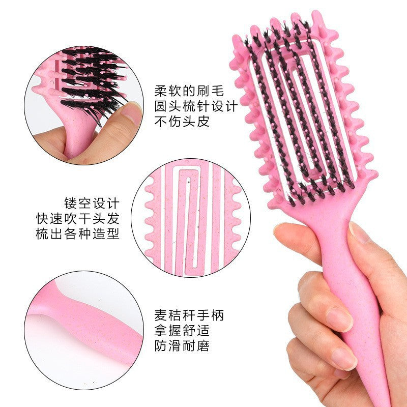 Curling Hair Special Three-Prong Comb Anti-Clumping Wide-Tooth Comb Smooth Hair Dry and Wet Dual-Use Comb Scalp Massage Hard-Tooth Hair Styling Comb