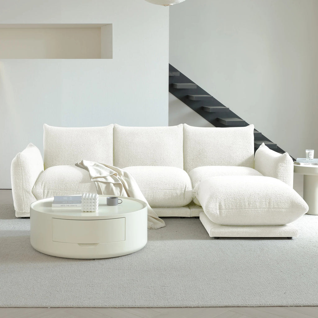 Factory Direct Sales E-commerce Cream Style Bread Fabric Sofa Straight Row Small Apartment Living Room Compression Sofa