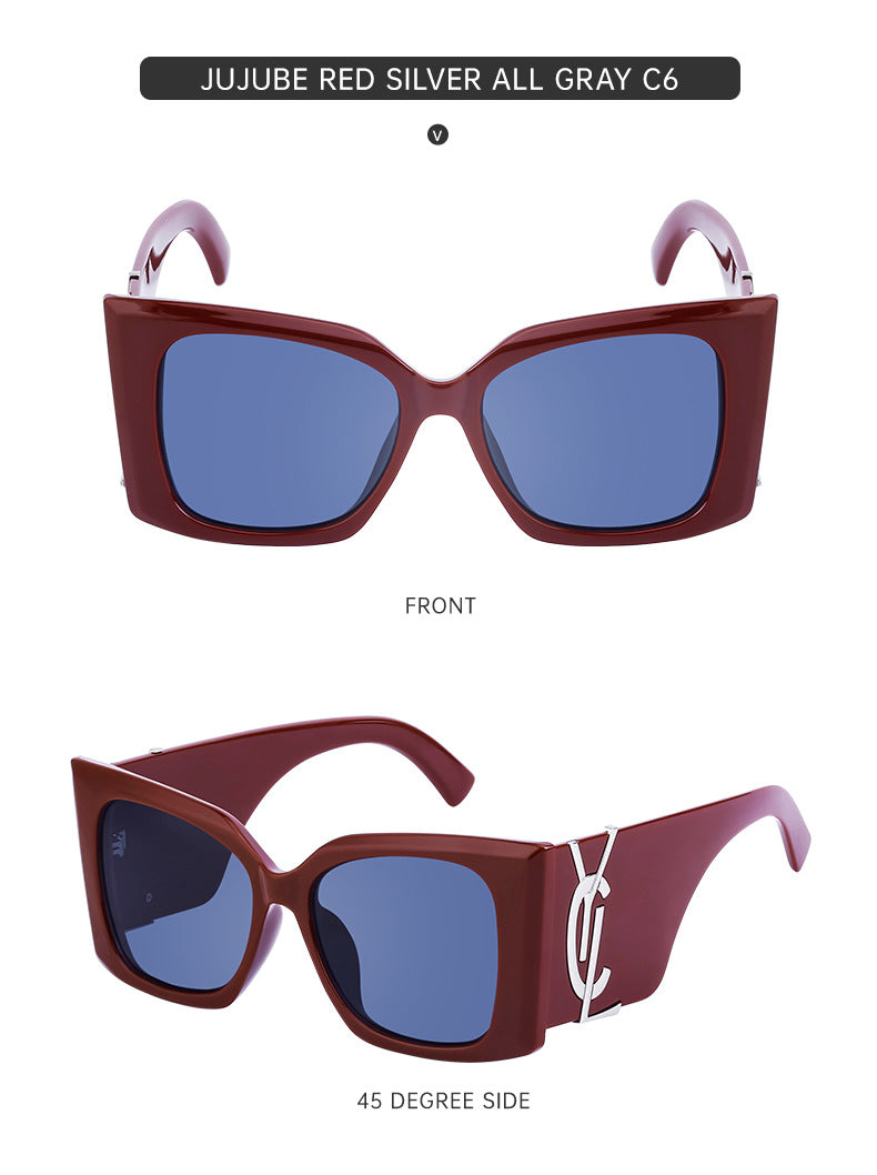 Yang Shulin Style Cat Eye Sunglasses for Women Fashion Large Frame Sunglasses High-end Sun Protection Glasses glasses