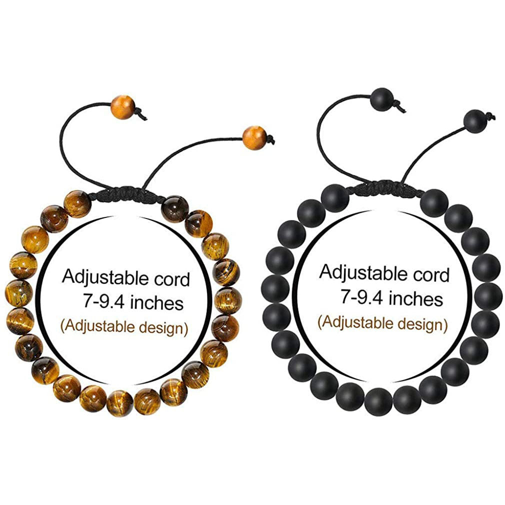European and American Men's Volcanic Stone Woven Bracelet Natural Stone Adjustable Bracelet Frosted Tiger Eye Stone Woven Bracelet