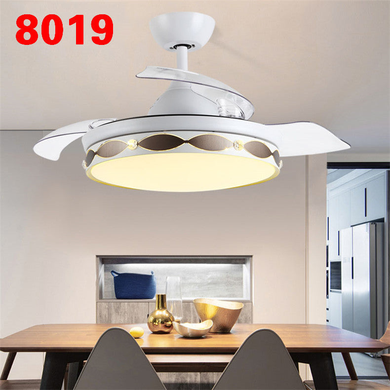 Invisible Fan Light Remote Control led Fan Chandelier Home Electric Fan Lamp scandinavian Iron Restaurant Lamp Crystal Ceiling Fan Lamp