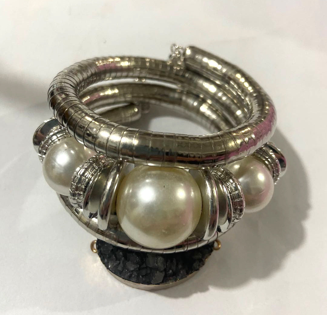 European and American Three-Circle Bracelet Creative Spacer Bead Elastic Snake Bone Bracelet Women's Layered Multi-Layer Bracelet