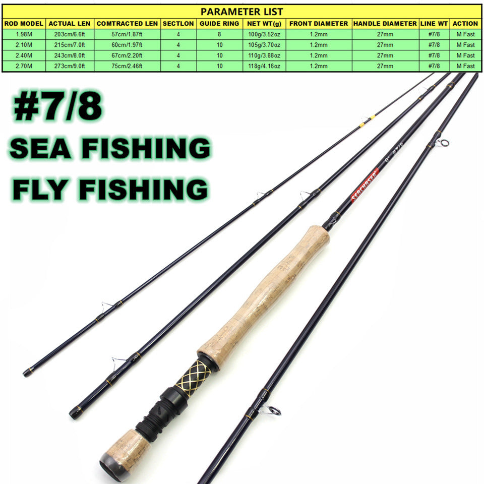 7/8#Carbon Fly Rod4Portable Fly Fishing Rod M Fast Adjustable European and American Style Popular Fishing Rod for Stream Lure Fishing