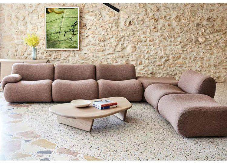 Vacuum Compressed Sofa Second-Hand Modular Combination Small Apartment Wabi-Sabi Style Living Room Designer Lamb Wool Fabric Sofa