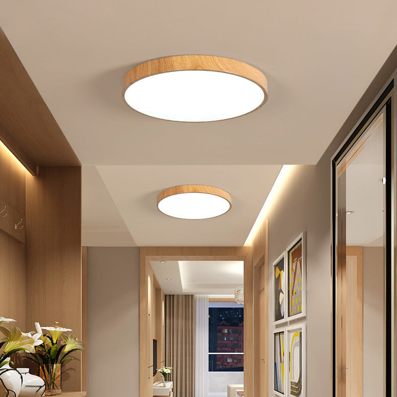 Ultra-Thin led Ceiling Light Simple Modern Wood Grain Round Bedroom Light Smart Tmall Genie Nordic Living Room Main Light