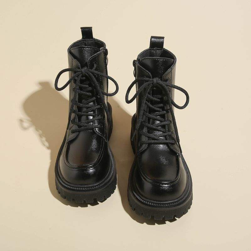 Versatile Thick-Soled Martin Boots for Women with Skirts2025Autumn New British Style Lace-up Motorcycle Ankle Boots Huiran