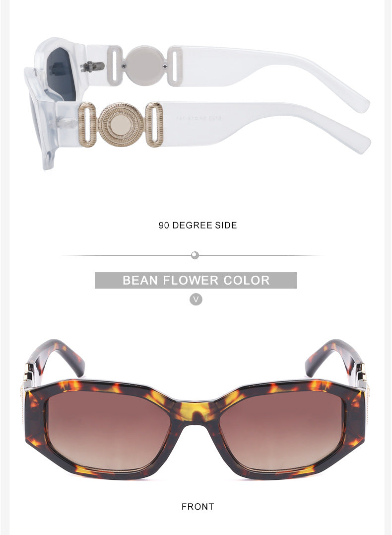 2025New Small Square Frame Sunglasses European and American Trendy Head-Shaped Polygonal Glasses Small Frame Sunglasses for Men