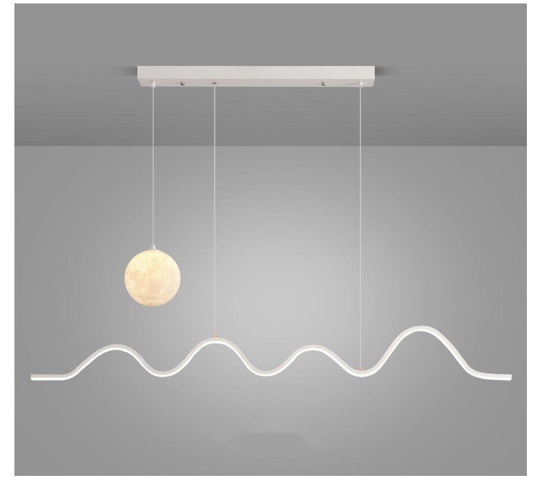 Restaurant Pendant Light Luxury Dining Room Table Bar Counter Lighting Modern Minimalist Moon Lamp Minimalist Long Strip Restaurant Light